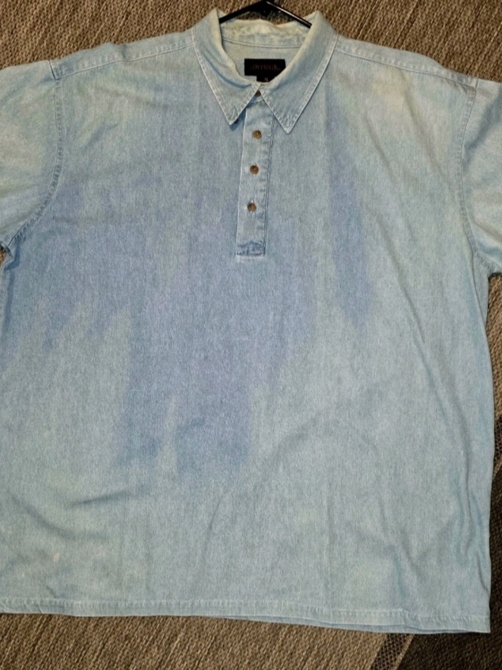 Antigua Light Blue Denim-Style Polo Shirt